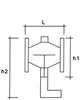 Schemaplatte eines separaten Abscheiders mit seitlichen Flanschen und einer L-Form, gefertigt von IMI Hydronic Engineering, zur Trennung von Feuchtigkeit und Verunreinigungen.